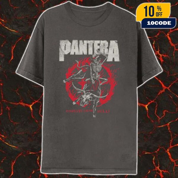 Official Pantera 35 Years Of Cowboy From Hell CFH Illustration Of Cowboy From Help Logo And Artwork Unisex Washed T-Shirt