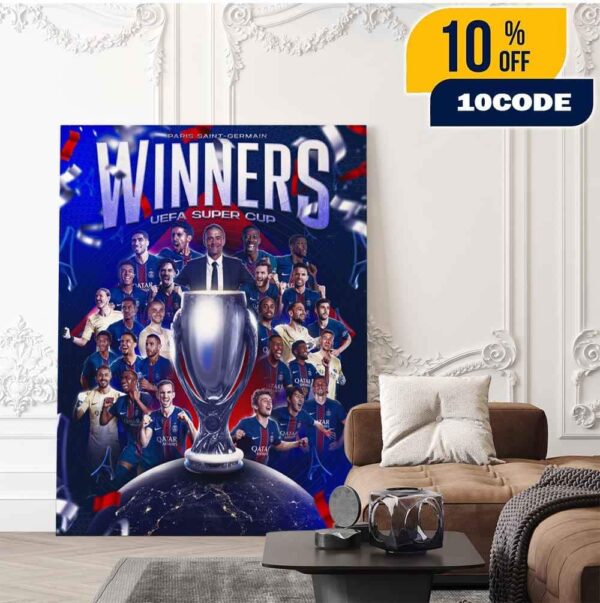 Official Paris Saint-Germain Champions UEFA Super Cup 2025 PSG Winner SUPERCOUPE Home Decor Poster Canvas