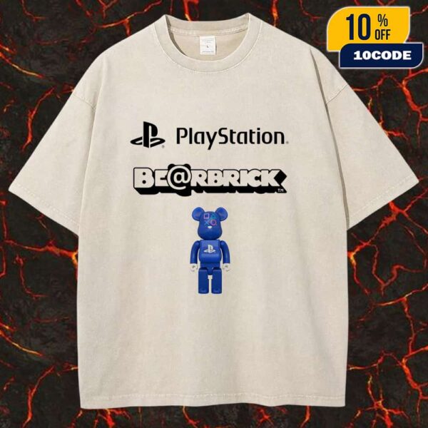 PlayStation x BEARBRICK 2025 Logo Unisex Washed Tee