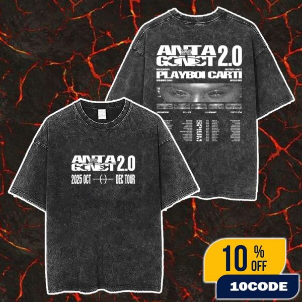 Playboi Carti x Ken Carson x Destroy Lonely x Homixide Gang x Apollo Red Antagonist 2.0 October To December 2025 Tour Dates Merch Unisex Two Sided Washed T-Shirt