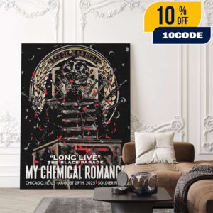 Poster For My Chemical Romance Long Live The Black Parade Tour On Augst 29 2025 At Soldier Field Chicago IL Poster Event Artwork By Edgar Jimenez Poster Canvas Home Decor