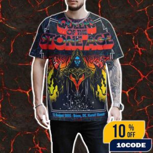 Queen Of The Stone Age The End Is Nero Tour 2025 In Bonn DE Even Poster At Kunstrasen On August 13th 2025 Artwork By George Manta Merch Fan Gifts All Over Print Unisex T-Shirt