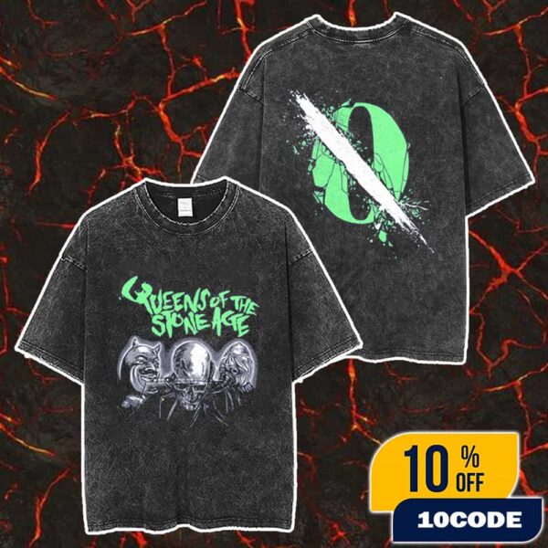 Queens Of The Stone Age Clockwork Monster 72 Hours Merch Unisex Two Sided Washed T-Shirt