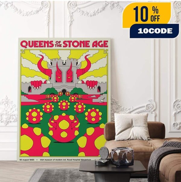Queens Of The Stone Age Dublin The End Is Nero Tour 2025 Event Poster At Irish Museum of Modern Art Royal Hospital Kilmainham In IE On August 20th 2025 Artwork By Itsrydawg Merch Home Decor Poster Canvas