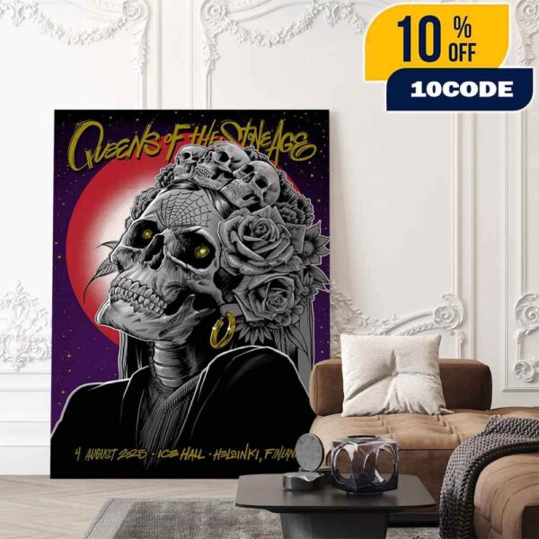 Queens Of The Stone Age The End Is Nero Tour 4 August 2025 At Helsinki Ice Hall Finland Poster Event Artwork By Maxx242 Poster Canvas Home Decor