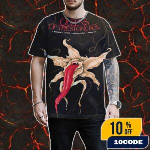Queens Of The Stone Age The End Is Nero Tour August 1 2025 At Arena Riga Latvia Poster Event Artwork By Andre Poise All Over Print Graphic T-Shirt, Hoodie
