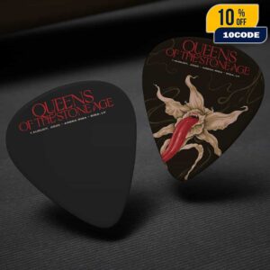 Queens Of The Stone Age The End Is Nero Tour August 1 2025 At Arena Riga Latvia Poster Event Artwork By Andre Poise Guitar Pick