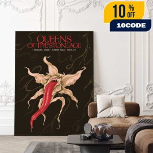 Queens Of The Stone Age The End Is Nero Tour August 1 2025 At Arena Riga Latvia Poster Event Artwork By Andre Poise Poster Canvas Home Decor