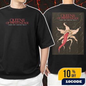 Queens Of The Stone Age The End Is Nero Tour August 1 2025 At Arena Riga Latvia Poster Event Artwork By Andre Poise Unisex T-Shirt Merchandise