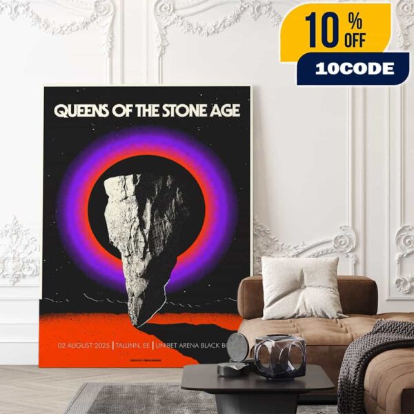 Queens Of The Stone Age The End Is Nero Tour August 2 2025 At Tallinn EE Unibet Arena Black Box Poster Event Artwork Design By Cristian Alarcon D Poster Canvas Home Decor
