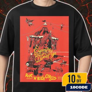 Queens Of The Stone Age The End Is Nero Tour Rock N Roll Circus On August 27 2025 At Don Valley Bowl Sheffield UK Poster Event Artwork By Boneface Merch Unisex T-Shirt