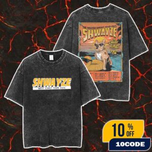 Shwayze’s The Wasted Sunset Tour 2025 With The Quasi Kings And Twin Fin Poster Tour Dates Merch Unisex Two Sided Washed T-Shirt