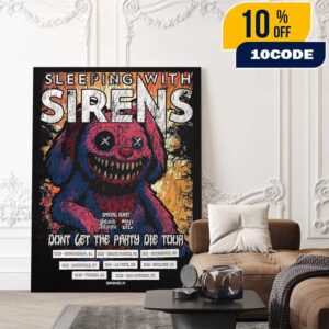 Sleeping With Sirens Don’t Let The Party Die Tour 2025 With Stand Atlantic And Heart To Gold Poster Tour Dates Poster Canvas Home Decor