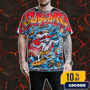 Sublime Poster Event Show On August 23 2025 At Westville Music Bowl New Haven CT Lou Dog Artwork Cartoon Surf Art By Jim Phillips All Over Print Graphic T-Shirt, Hoodie