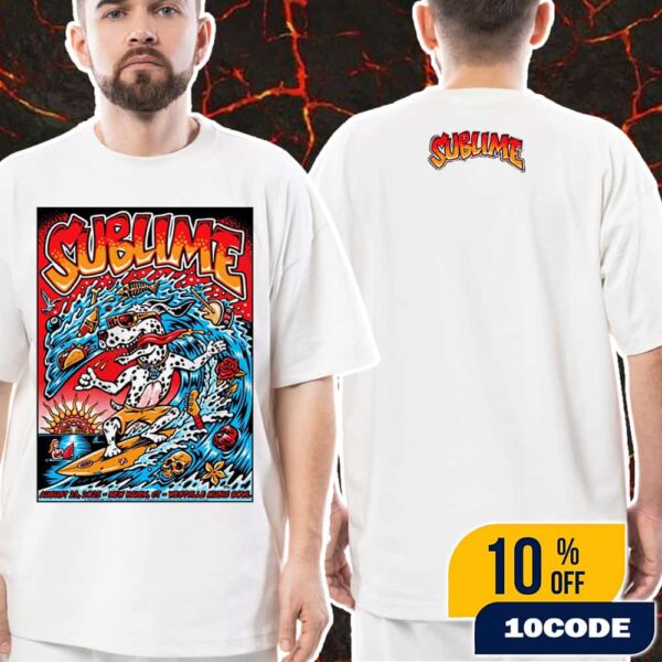 Sublime Poster Event Show On August 23 2025 At Westville Music Bowl New Haven CT Lou Dog Artwork Cartoon Surf Art By Jim Phillips Unisex T-Shirt Merch