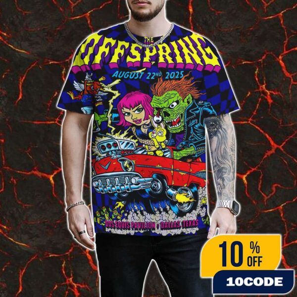 The Offspring Concert Poster August 22 2025 Supercharged Worldwide In ’25 At Dos Equis Pavilion Dallas Texas Artwork By Brian Romero All Over Print Graphic T-Shirt, Hoodie