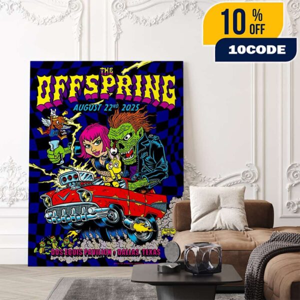 The Offspring Concert Poster August 22 2025 Supercharged Worldwide In ’25 At Dos Equis Pavilion Dallas Texas Artwork By Brian Romero Poster Canvas Home Decor