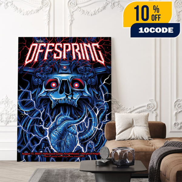 The Offspring Poster Show Supercharged Worldwide In ’25 Tour August 17 2025 At Hollywood Casino Amphitheatre Maryland Heights MO Artwork By Maxxer242 Poster Canvas Home Decor