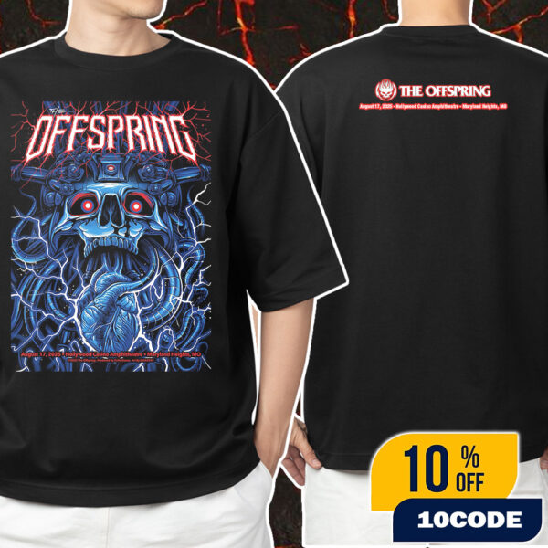 The Offspring Poster Show Supercharged Worldwide In ’25 Tour August 17 2025 At Hollywood Casino Amphitheatre Maryland Heights MO Artwork By Maxxer242 Unisex T-Shirt Merchandise