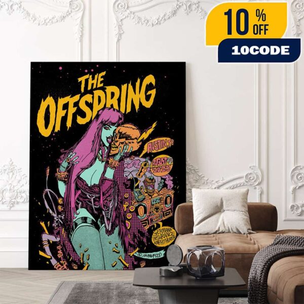 The Offspring Supercharged World Tour On August 24 2025 At Germania Insurance Amphitheater Austin TX Poster Event Artwork By Jim Mahfood Poster Canvas Home Decor