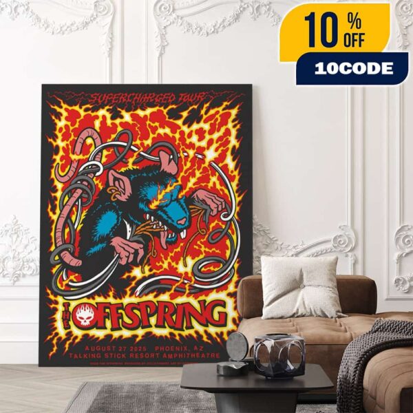 The Offspring Supercharged World Tour On August 27 2025 At Talking Stick Resort Amphitheatre Phoenix AZ Poster Event Artwork By Dozergirl Poster Canvas Home Decor