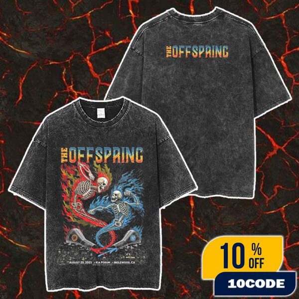 The Offspring Supercharged Worldwide In ’25 North American Tour On August 29 2025 At Kia Forum Inglewood California Poster Artwork By Emek Studios Merch Unisex Two Sided Washed T-Shirt