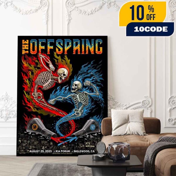 The Offspring Supercharged Worldwide In ’25 North American Tour On August 29 2025 At Kia Forum Inglewood California Poster Artwork By Emek Studios Poster Canvas Home Decor