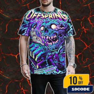 The Offspring Supercharged Worldwide In ’25 Tour On August 23 2025 At The Cynthia Woods Mitchell Pavilion Poster Show Artwork By Brian Allen All Over Print Graphic T-Shirt, Hoodie