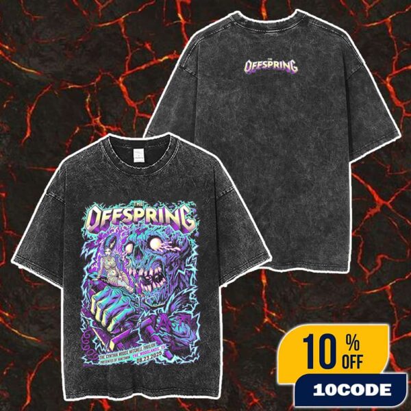 The Offspring Supercharged Worldwide In ’25 Tour On August 23 2025 At The Cynthia Woods Mitchell Pavilion Poster Show Artwork By Brian Allen Merch Unisex Two Sided Washed T-Shirt
