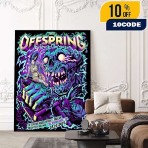 The Offspring Supercharged Worldwide In ’25 Tour On August 23 2025 At The Cynthia Woods Mitchell Pavilion Poster Show Artwork By Brian Allen Poster Canvas Home Decor