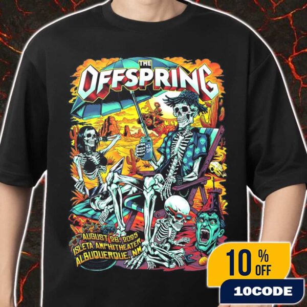The Offspring Supercharged Worldwide In ’25 Tour On August 26 2025 At Isleta Amphitheater Albuquerque NM Poster Event Artwork By Brian Allen Merch Unisex T-Shirt