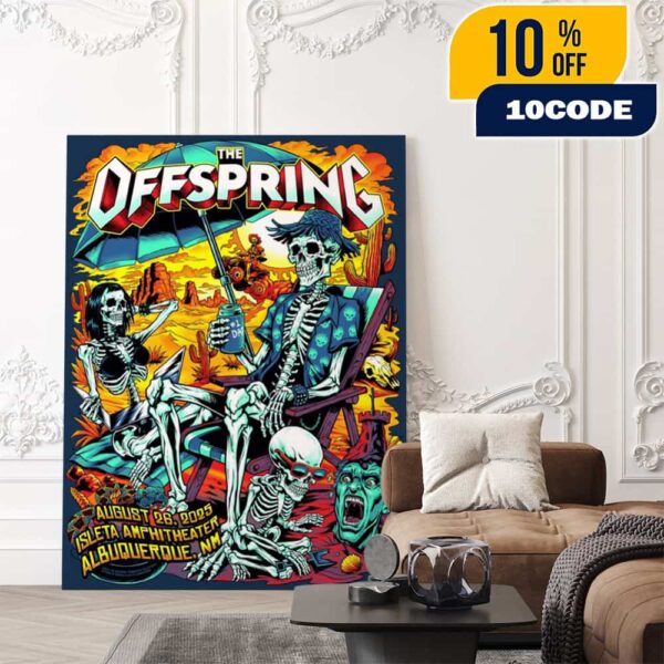 The Offspring Supercharged Worldwide In ’25 Tour On August 26 2025 At Isleta Amphitheater Albuquerque NM Poster Event Artwork By Brian Allen Poster Canvas Home Decor