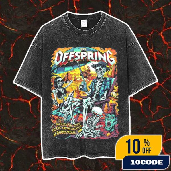 The Offspring Supercharged Worldwide In ’25 Tour On August 26 2025 At Isleta Amphitheater Albuquerque NM Poster Event Artwork By Brian Allen Vintage Washed Unisex T-Shirt