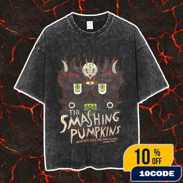 The Smashing Pumpkins The End Is Nero Tour On August 24 2025 At Helsinki Ice Hall Finland Poster Event Artwork By Muahstuff Vintage Washed Unisex T-Shirt