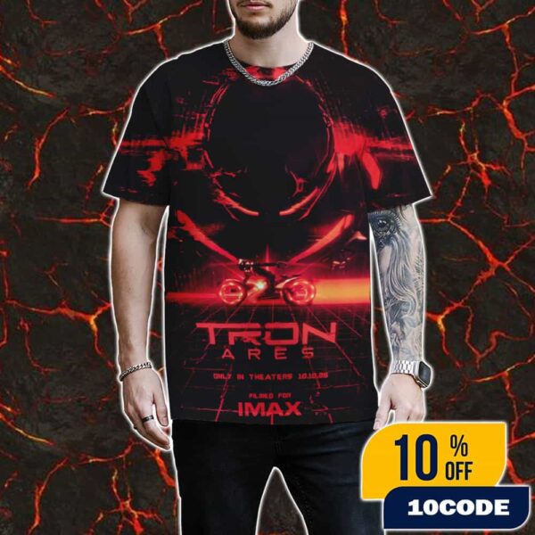 Tron Ares Poster Movie In Theaters October 10 2026 Filmed For IMAX Artwork By jximedesigns All Over Print Graphic T-Shirt, Hoodie