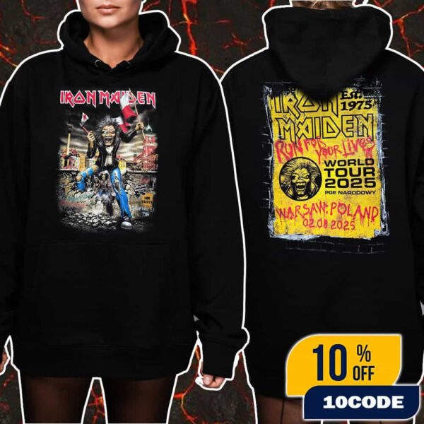 Iron Maiden Run For Your Lives World Tour 2025 Eddie The Head Artwork Event Tee From The Show At PGE Narodowy Warsaw Poland August 2 2025 Unisex T-Shirt Merchandise