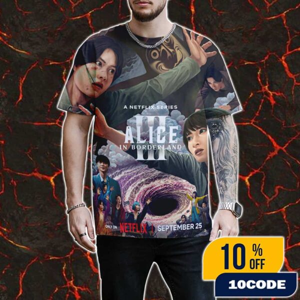 With Usagi Missing Arisu Must Return To Borderland With New Players Re-enter On September 25 2025 Alice In Borderland Season 3 Potrait Poster Movie Netflix 3D Unisex T-Shirt
