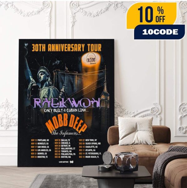 Wu-Tang Clan Raekwon and Mobb Deep North American Tour 2025 Celebrating 30 Years of Only Built 4 Cuban Linx Date List Home Decor Poster Canvas