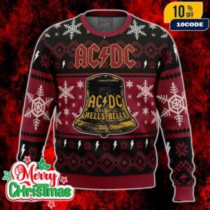 AC/DC Hells Bells Ugly Christmas Sweater Rock Band Heavy Metal Holiday Pullover