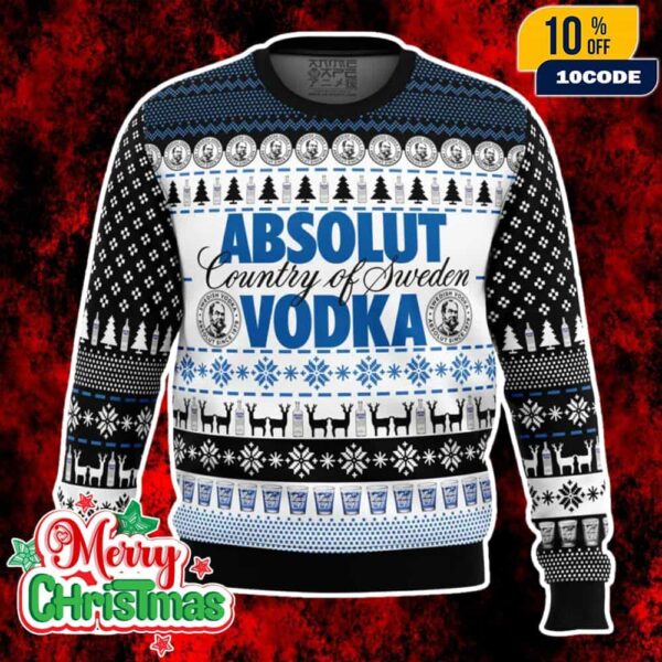 Absolut Vodka Ugly Christmas Sweater Alcohol Brand Holiday Knit Pullover