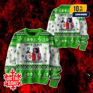 Alice Cooper Santa Claus Is Coming To Town Ugly Christmas Sweater Rock Music Holiday Jumper