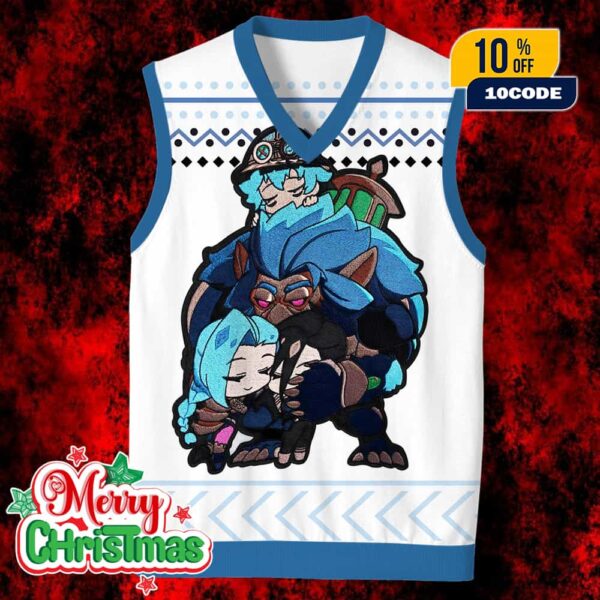Arcane Ugly Christmas Sweater Vest League of Legends Characters Holiday Knit Vest
