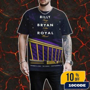 Billy Strings And Bryan Sutton With Royal Masat September 16 2025 At The Signal Concert Hall Chattanooga Tennessee Poster Artwork By Mike Tallman All Over Print Graphic T-Shirt, Hoodie