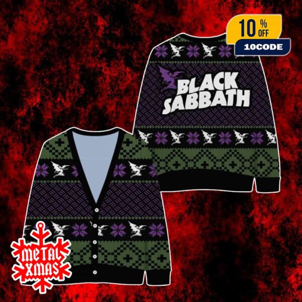 Black Sabbath Ugly Christmas Sweater Knitted Cardigan For Rock And Metal Fans