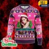 BTS Chibi Ugly Christmas Sweater Blue Knit Holiday Jumper with Cartoon Kpop Band Snowflake Santa and Gift Pattern
