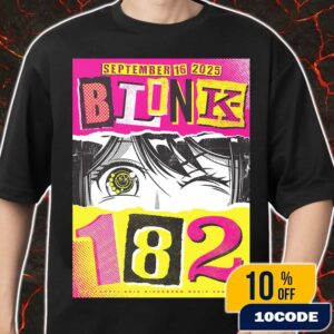 Blink-182 Concert Poster At Riverbend Music Center Cincinnati Ohio On September 16 2025 Missionanry Impossible Tour With Alkaline Trio x Drug Church Artwork By Acorn Unisex T-Shirt