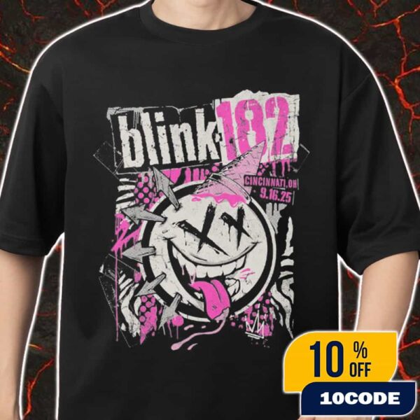 Blink-182 Concert Tee At Riverbend Music Center Cincinnati Ohio On September 16 2025 Missionanry Impossible Tour With Alkaline Trio x Drug Church Artwork By Kyle Crawford Unisex T-Shirt