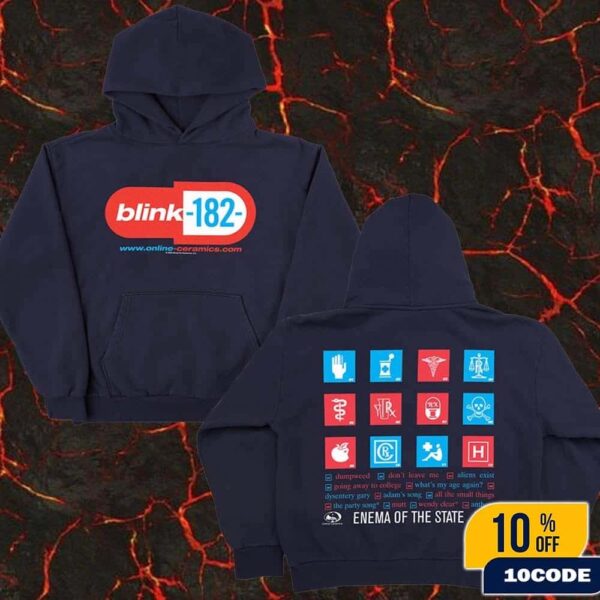 Blink-182 Enema Of The State Hoodie Missionary Impossible Tour 2025 Merch Two Sides T-Shirt