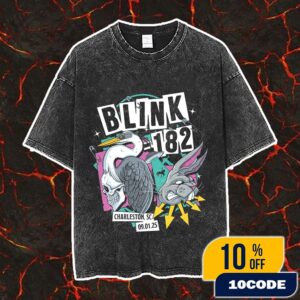 Blink-182 Missionary Impossible 2025 At Charleston South Carolina On September 1 2025 Artwork By Alex Tillbrook Vintage Washed Unisex T-Shirt