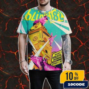 Blink 182 Missionary Impossible 2025 Tour Event Poster On September 17 2025 At Ruoff Music Center Noblesville Indiana Artwork By Jonas Santos All Over Print Graphic T Shirt, Hoodie